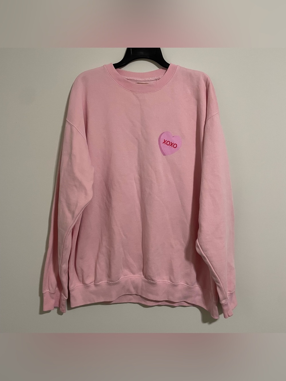 Show Me Your Mumu Sweatshirt Womens Pink Candy Hearts Cute Pullover Casual Sz M